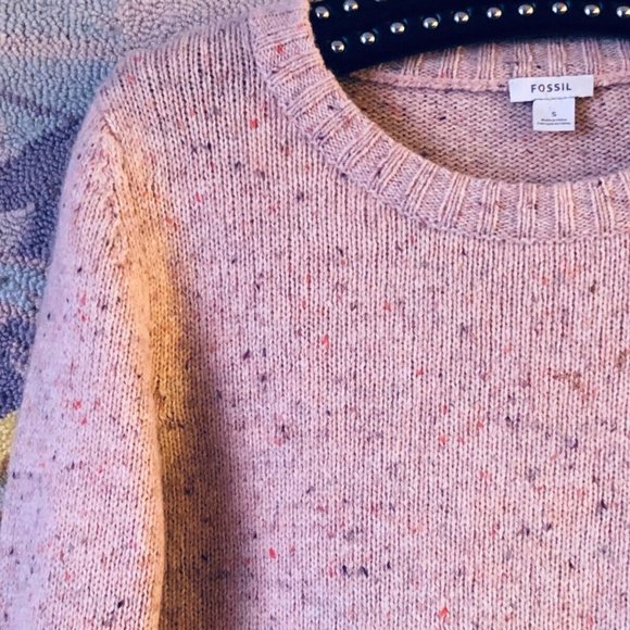 Fossil Sz S Womens Sweater Pullover Long Sleeve Wool Blend Peach Melange/Orange - Picture 3 of 10